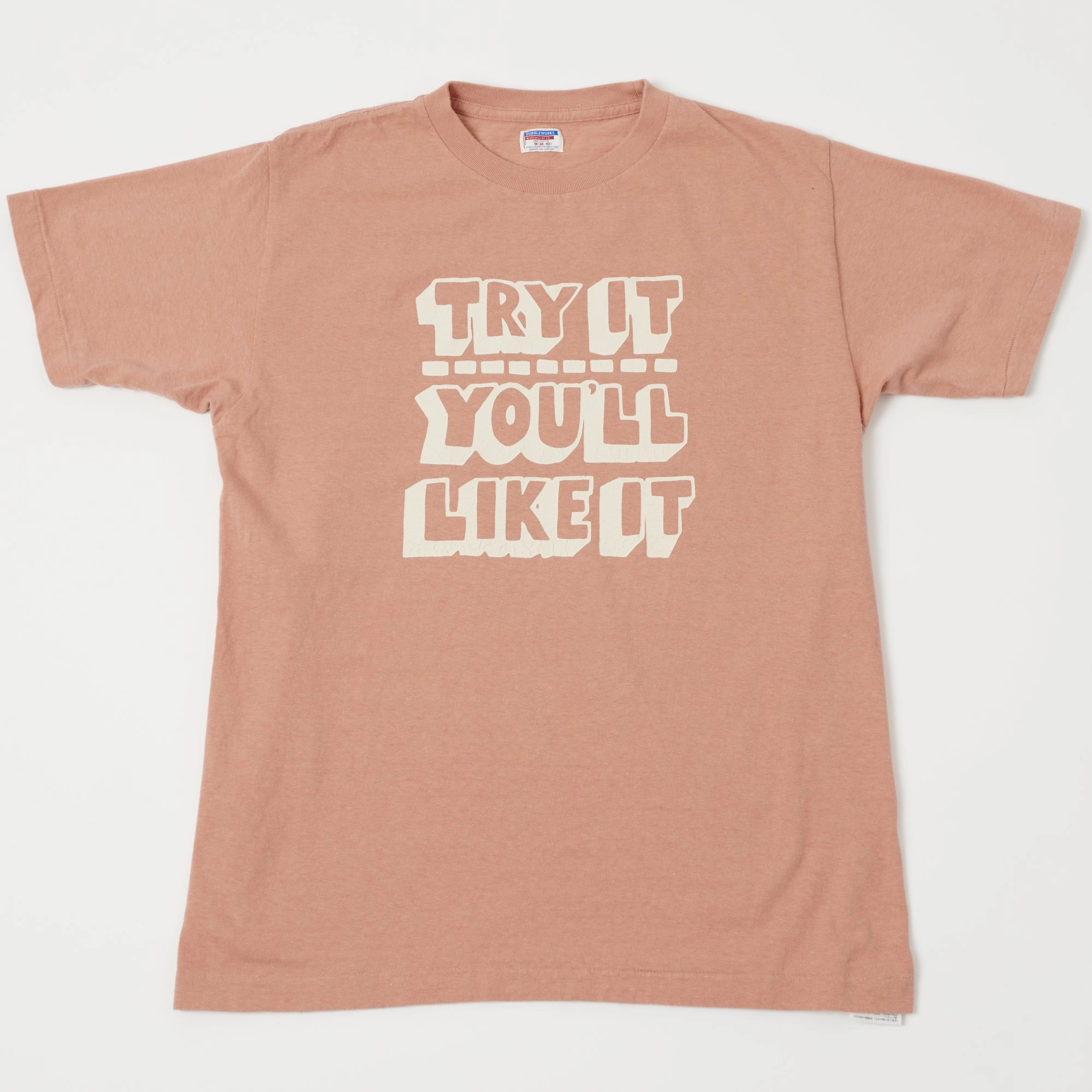 Dubbleworks 'Try It' Print Tee - Salmon Pink Easy Wear Option sports activity