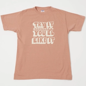 Dubbleworks 'Try It' Print Tee - Salmon Pink Easy Wear Option sports activity