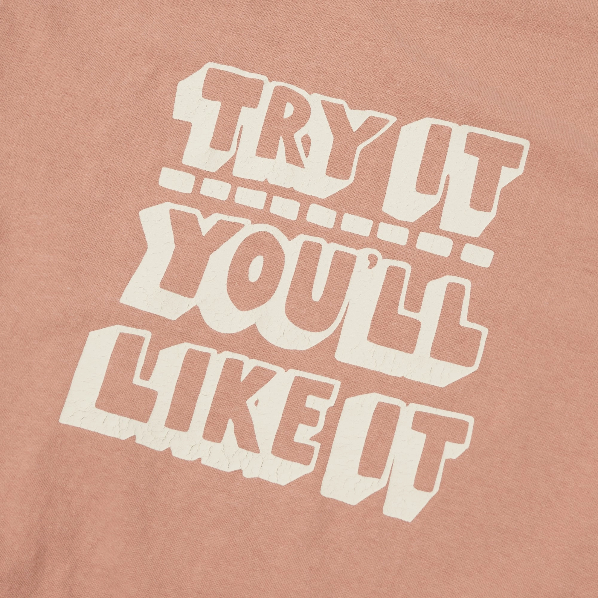 Anti microbial coating Relaxed Comfort Fit Dubbleworks 'Try It' Print Tee - Salmon Pink