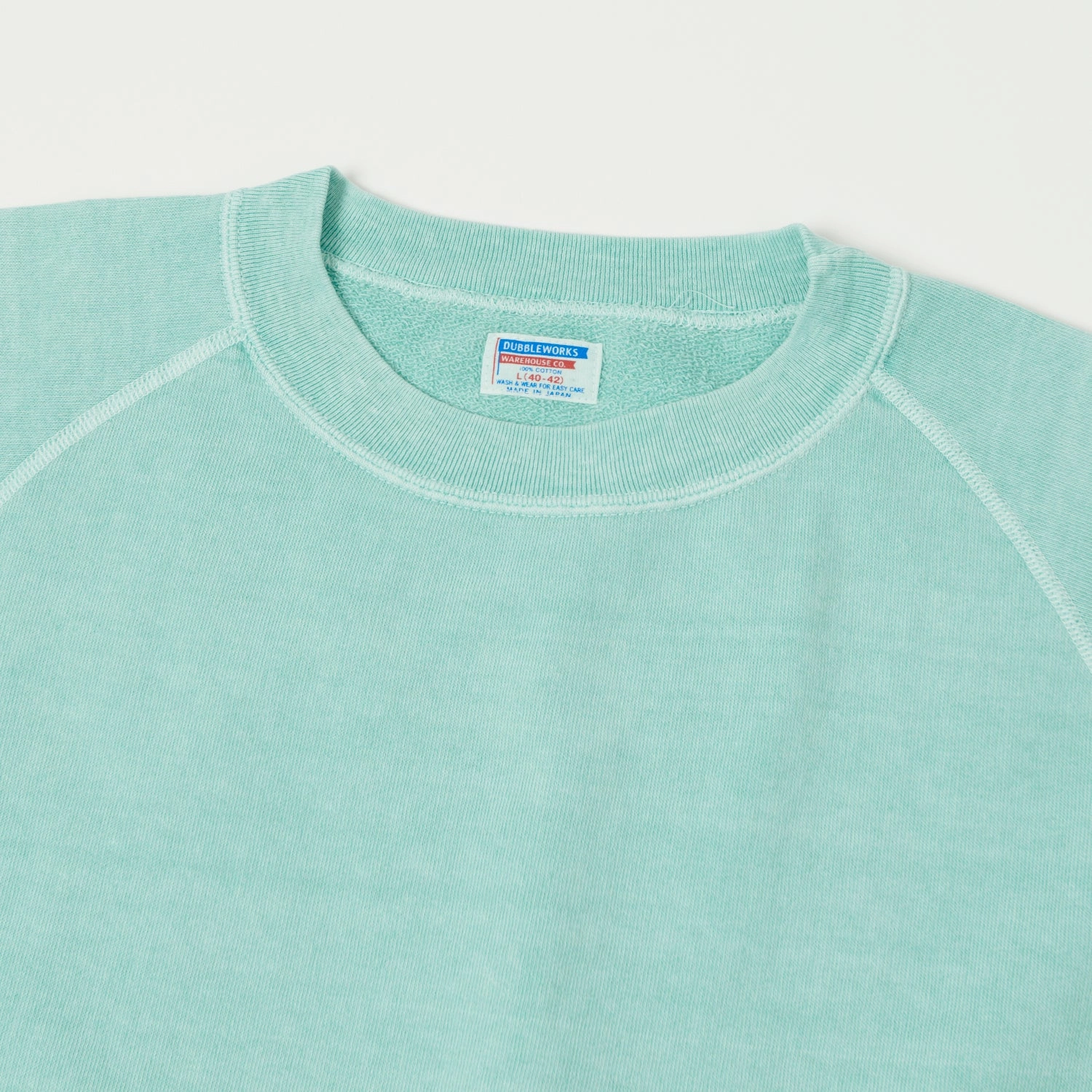 Dubbleworks Cut Off Sleeve Pigment Dyed Sweatshirt - Light Turquoise product water resistant protection Chilly Day Outfit