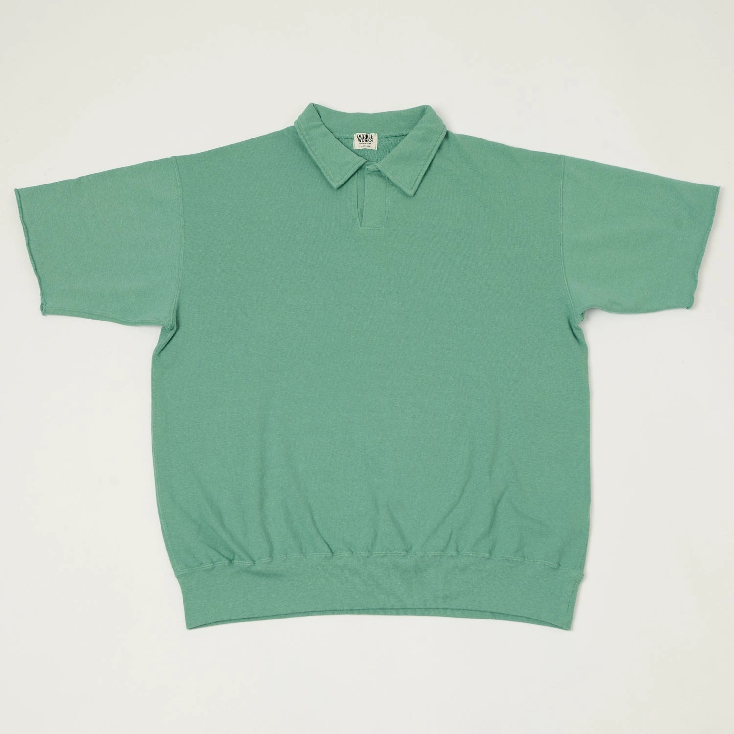 Dubbleworks Cut Off Sleeve Sweat Polo Shirt - Emerald Urban Cool marbled