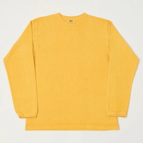 Dubbleworks Heavy Fabric Long Sleeve Pigment Dye Tee - Pd. Gold Vibrant Prints Casual Choice