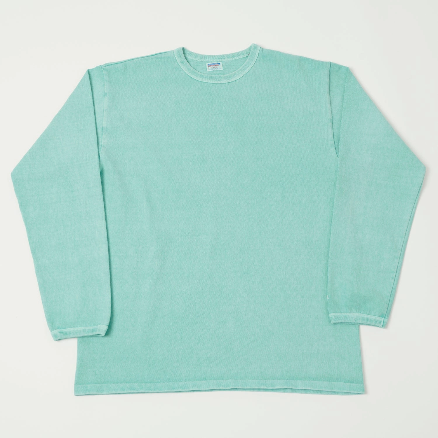 Dubbleworks Heavy Fabric Long Sleeve Pigment Dyed Tee - Lt Turquoise Wrinkle Resistant Texture