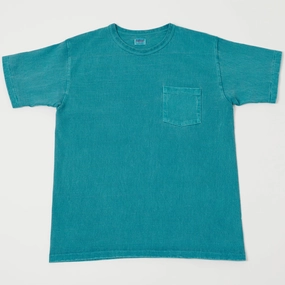 Dubbleworks Heavy Fabric Pigment Dye Pocket Tee - Turquoise Comfortable Casual petite size