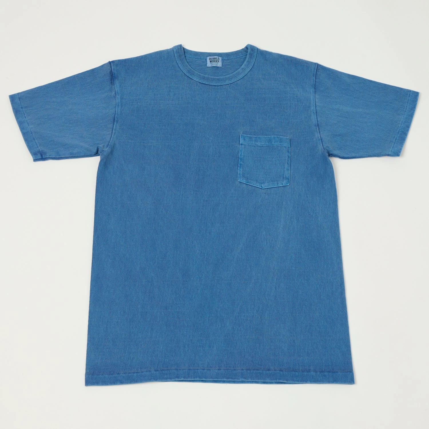 Dubbleworks Heavy Fabric Pigment Pocket Tee - Light Indigo TaglessCollar
