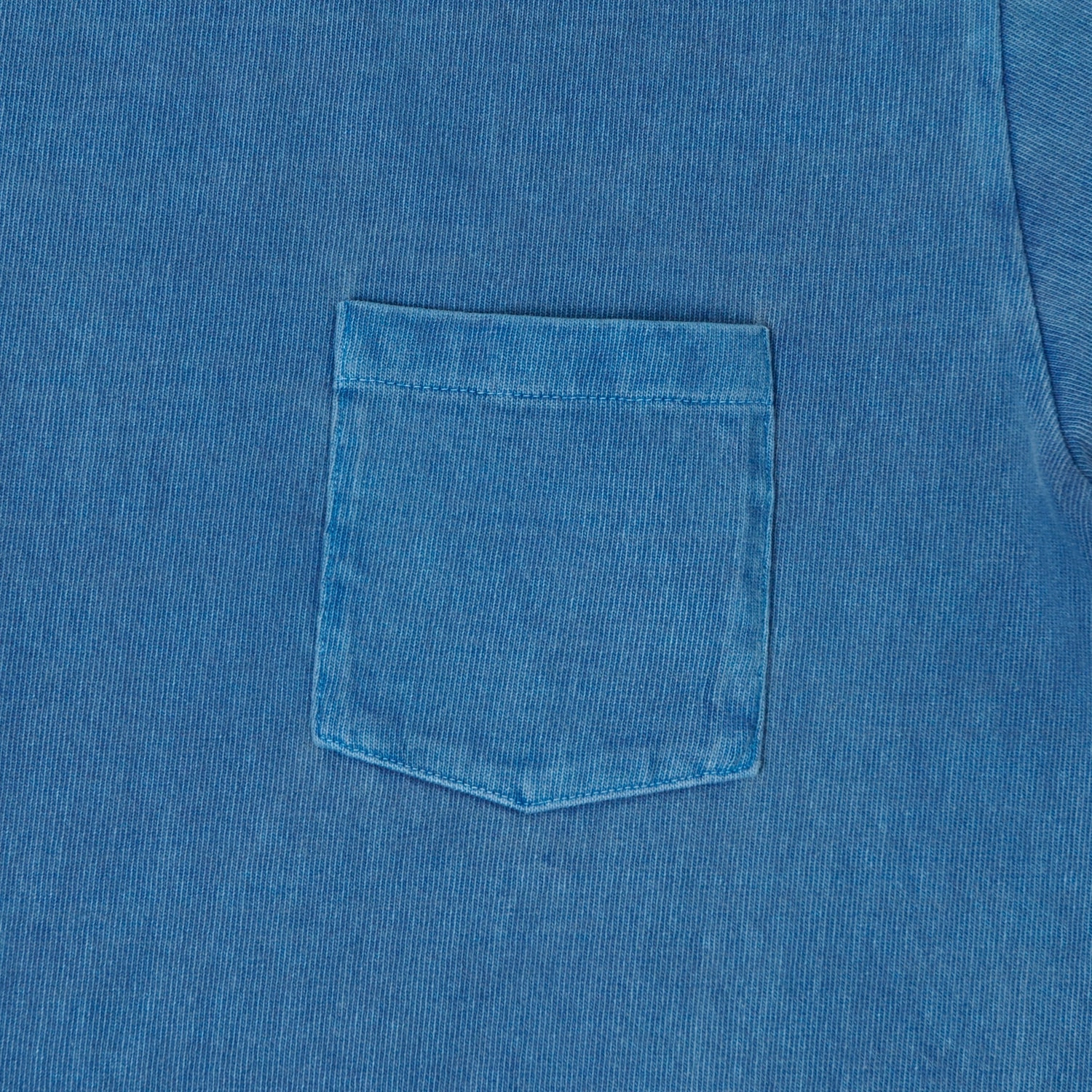Dubbleworks Heavy Fabric Pigment Pocket Tee - Light Indigo Textured Surface Relaxed and Comfy