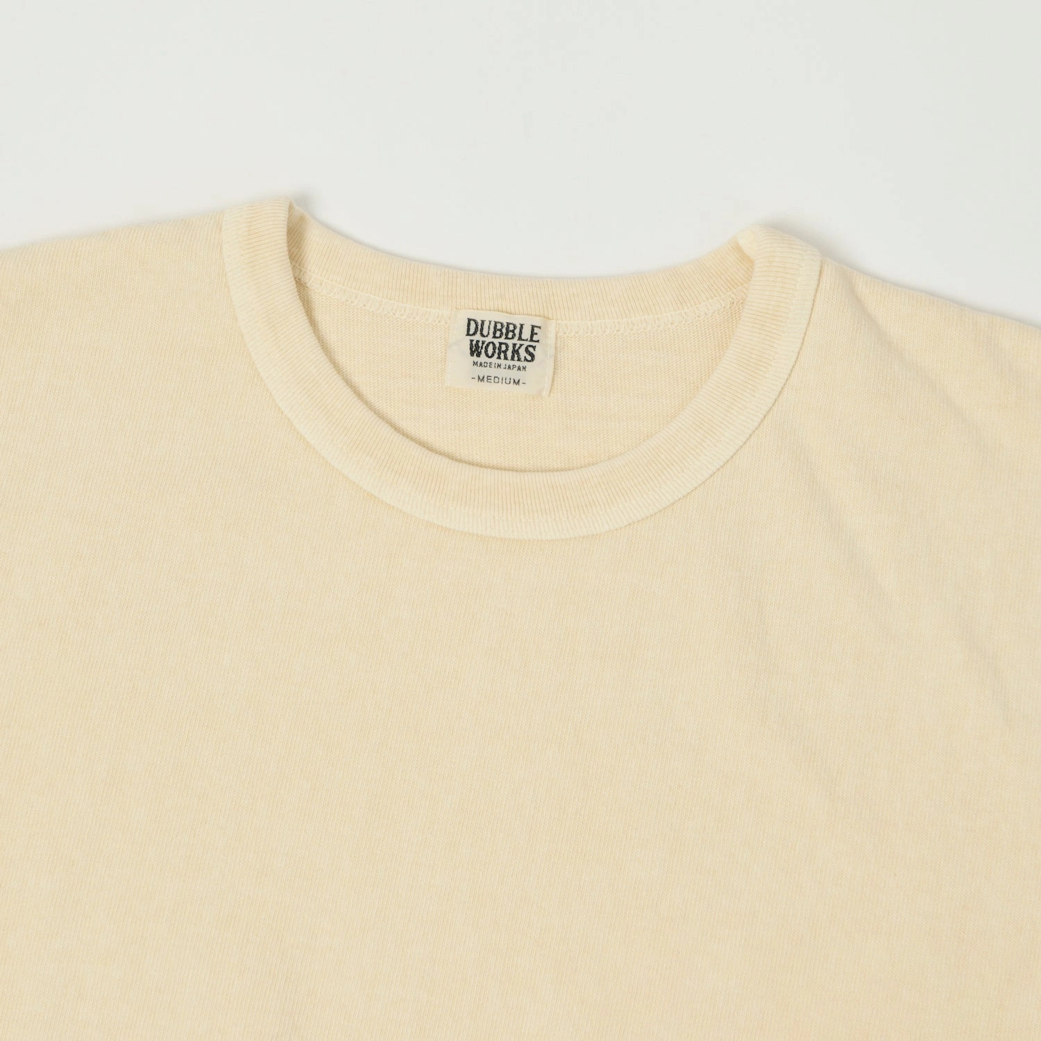 Dubbleworks Heavy Fabric Pigment Tee - Cream Micro Perforation Seam Free Edging