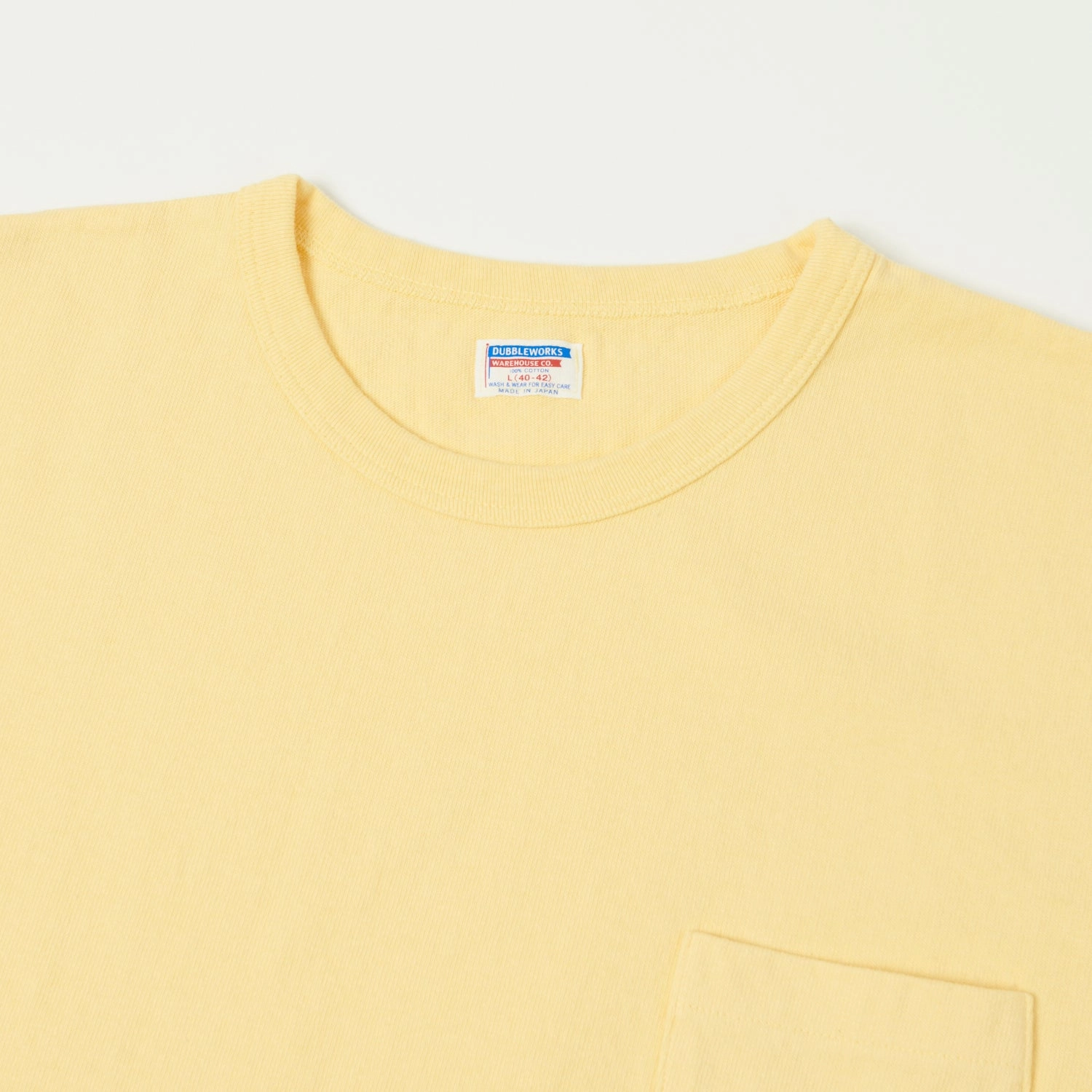 Travel Comfort Style Comfy Touch Dubbleworks Heavy Fabric Pocket Tee - Pale Yellow