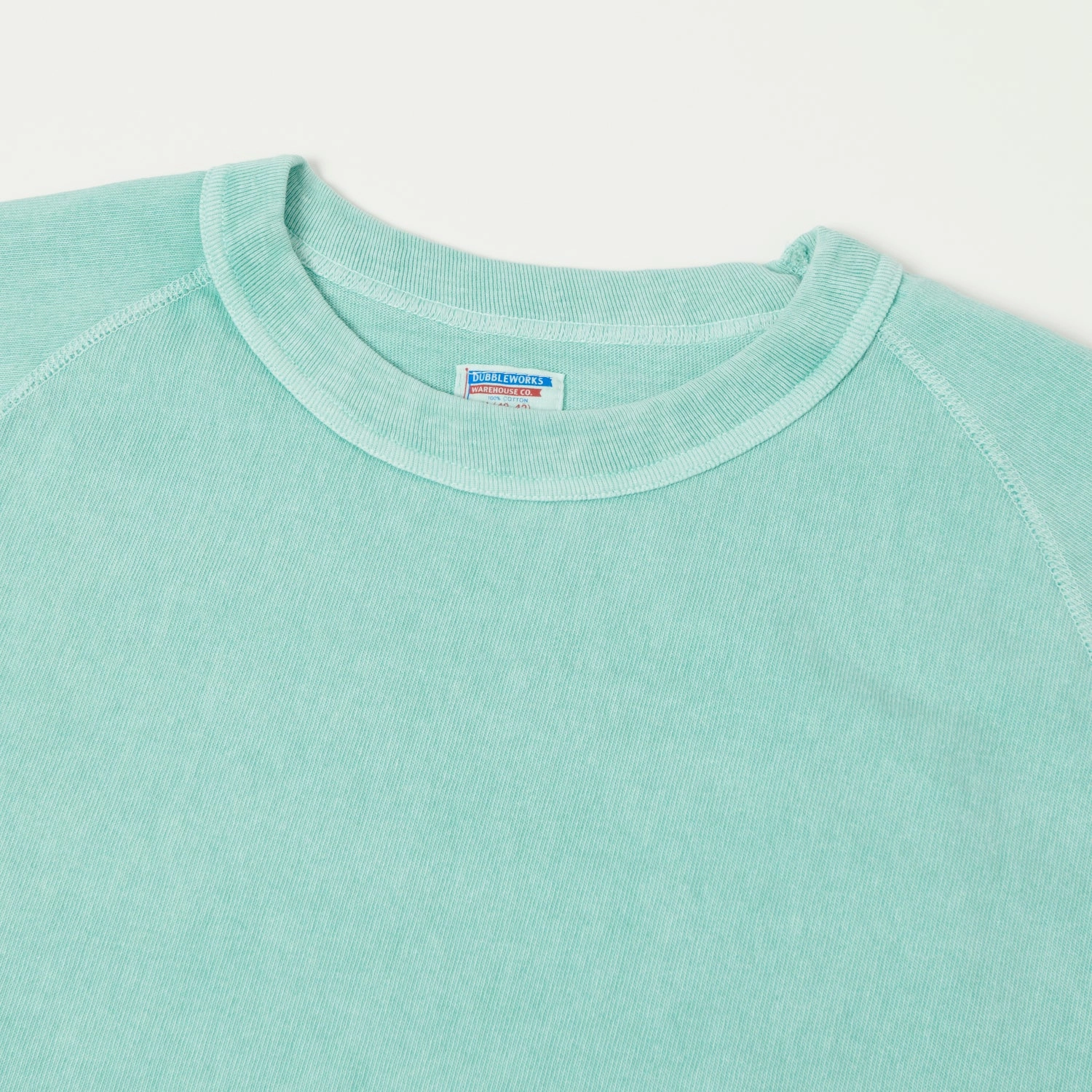 Dubbleworks Heavy Fabric Raglan Sleeve Pigment Dye Tee- Lt Turquoise Sporty Comfort Wear WrinkleResistant Texture