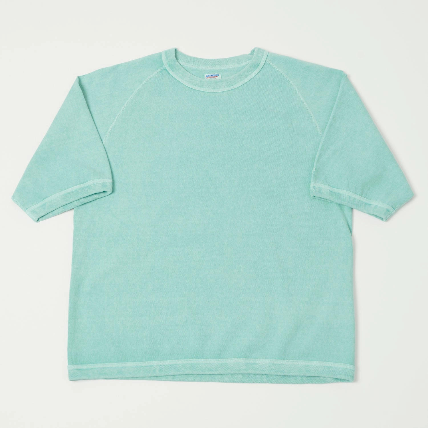 Soft and Lightweight Dubbleworks Heavy Fabric Raglan Sleeve Pigment Dye Tee- Lt Turquoise