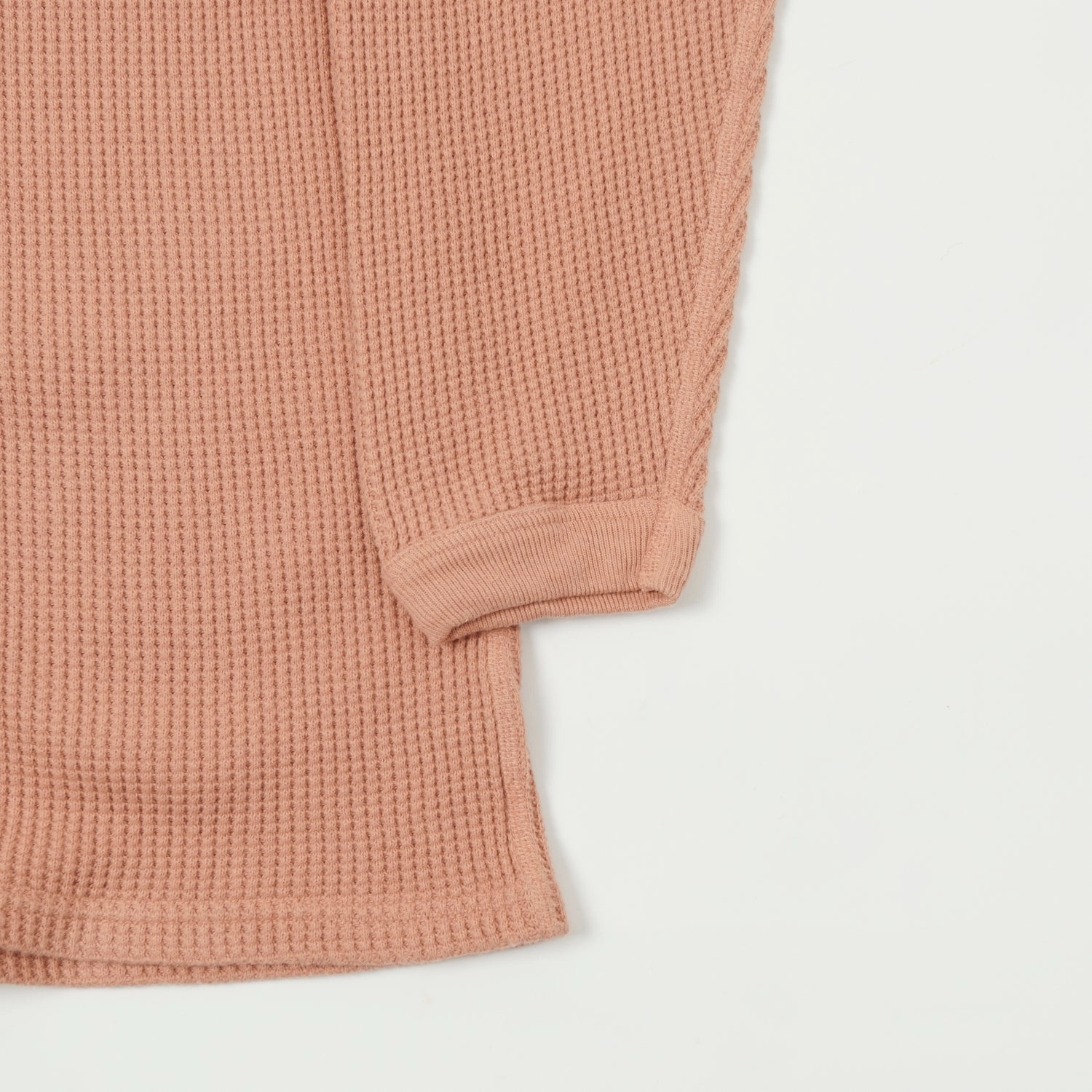 Dubbleworks Long Sleeve Heavy Waffle Tee - Salmon Pink Soft and Light Wear Easy Look