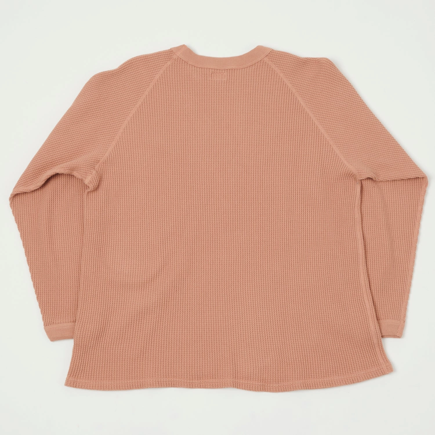 Dubbleworks Long Sleeve Heavy Waffle Tee - Salmon Pink Classic Style Trend FadeResistantPrint