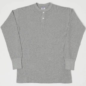 Feminine Touch Dubbleworks Long Sleeve Thermal Henley - Heather Grey