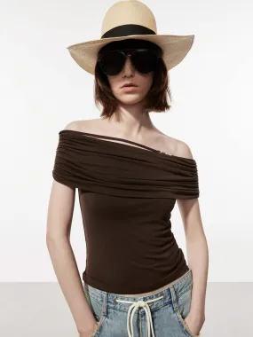 Off Shoulder Fitted Top Geometric Pattern