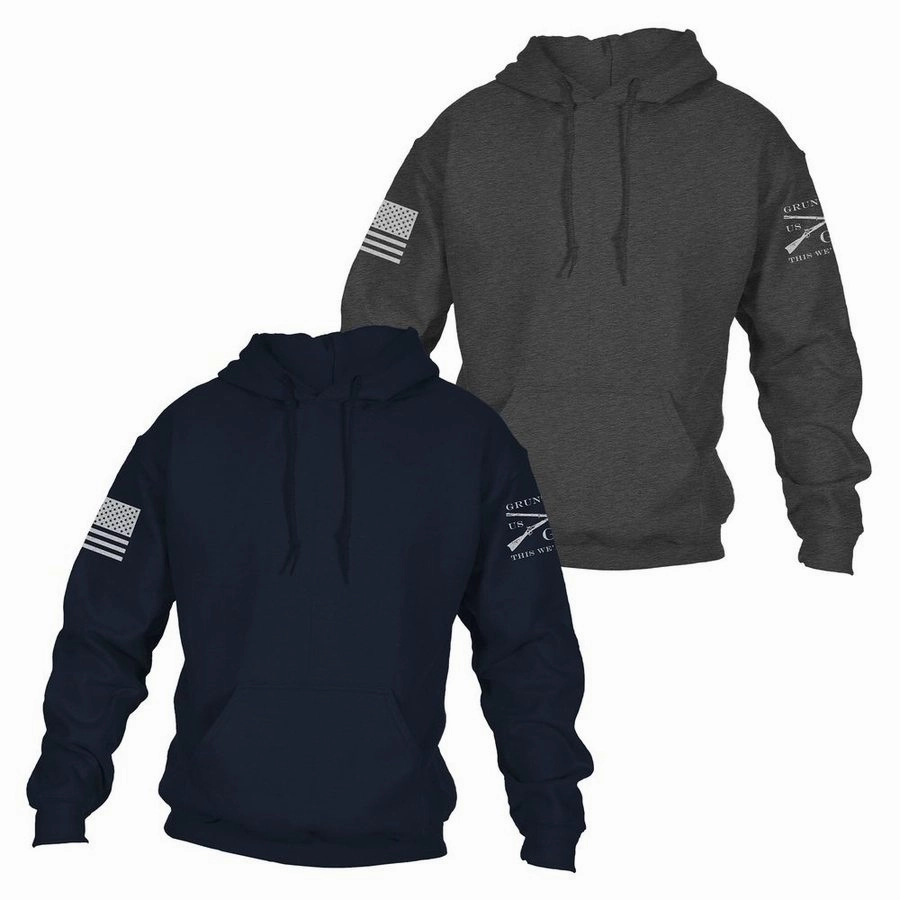 Outdoor Active Lightweight Comfort Standard Issue Core Basic Hoodie 2 Pack - Navy & Dark Heather Gray
