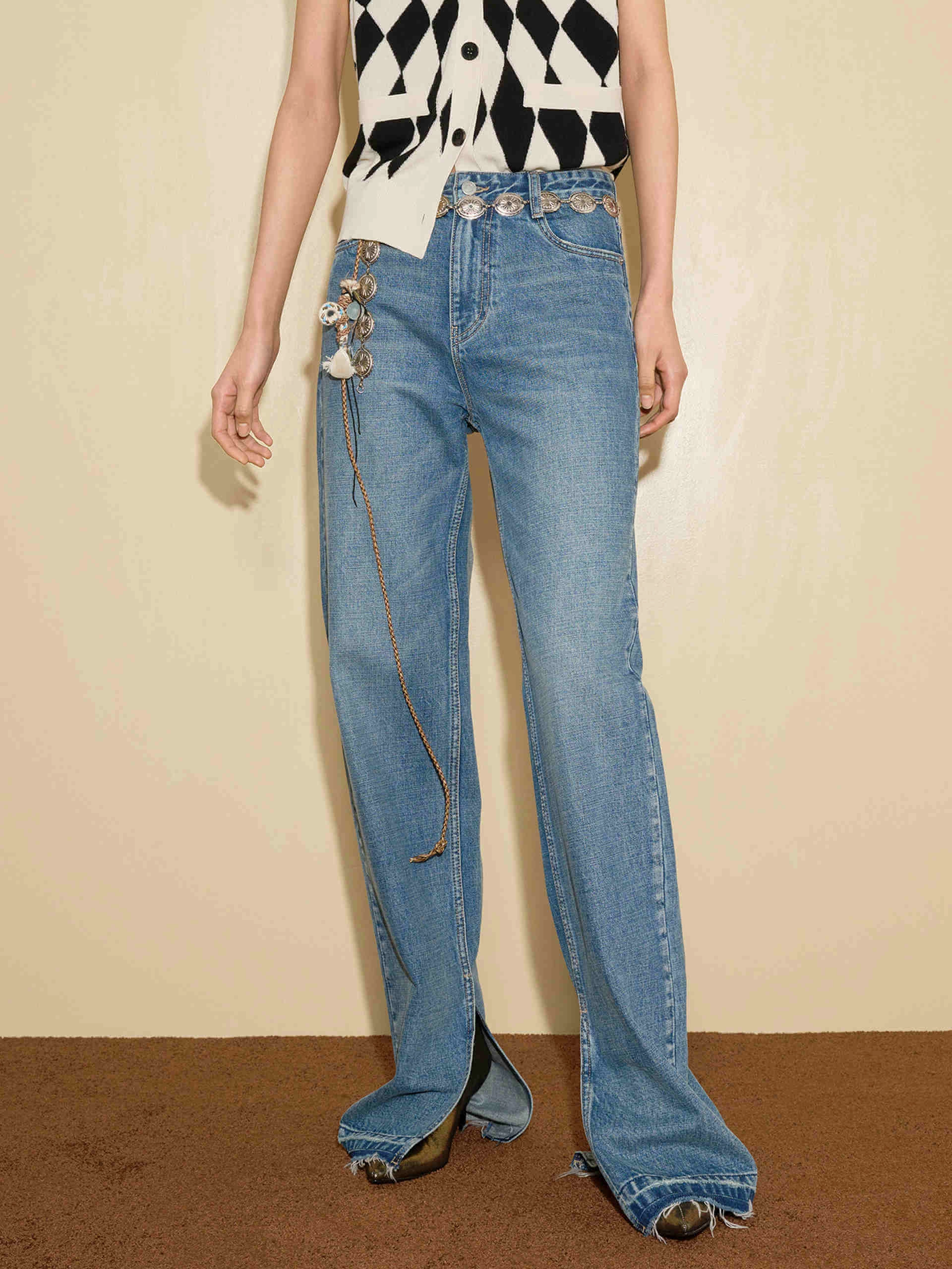 Essential Wardrobe Always Ready Side Slit Straight Leg Jeans