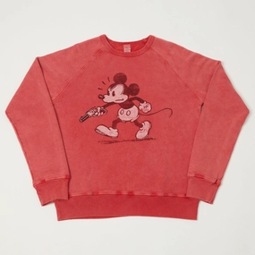 Beach Cover product eco friendly conscience Flea-T 1950s Raglan Sleeve 'Rebel Mickey' Sweatshirt - Red