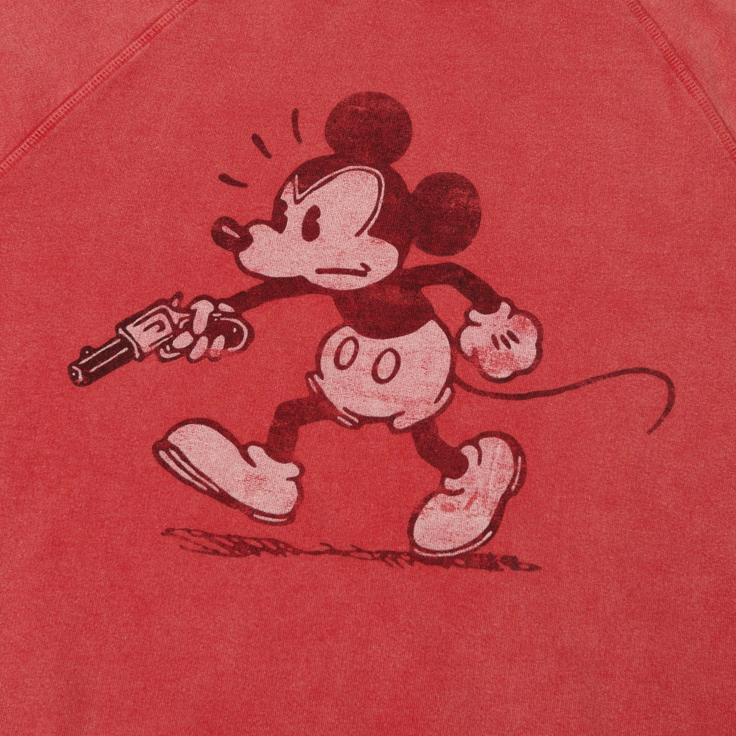 Flea-T 1950s Raglan Sleeve 'Rebel Mickey' Sweatshirt - Red Active Wear Look Stylish Look