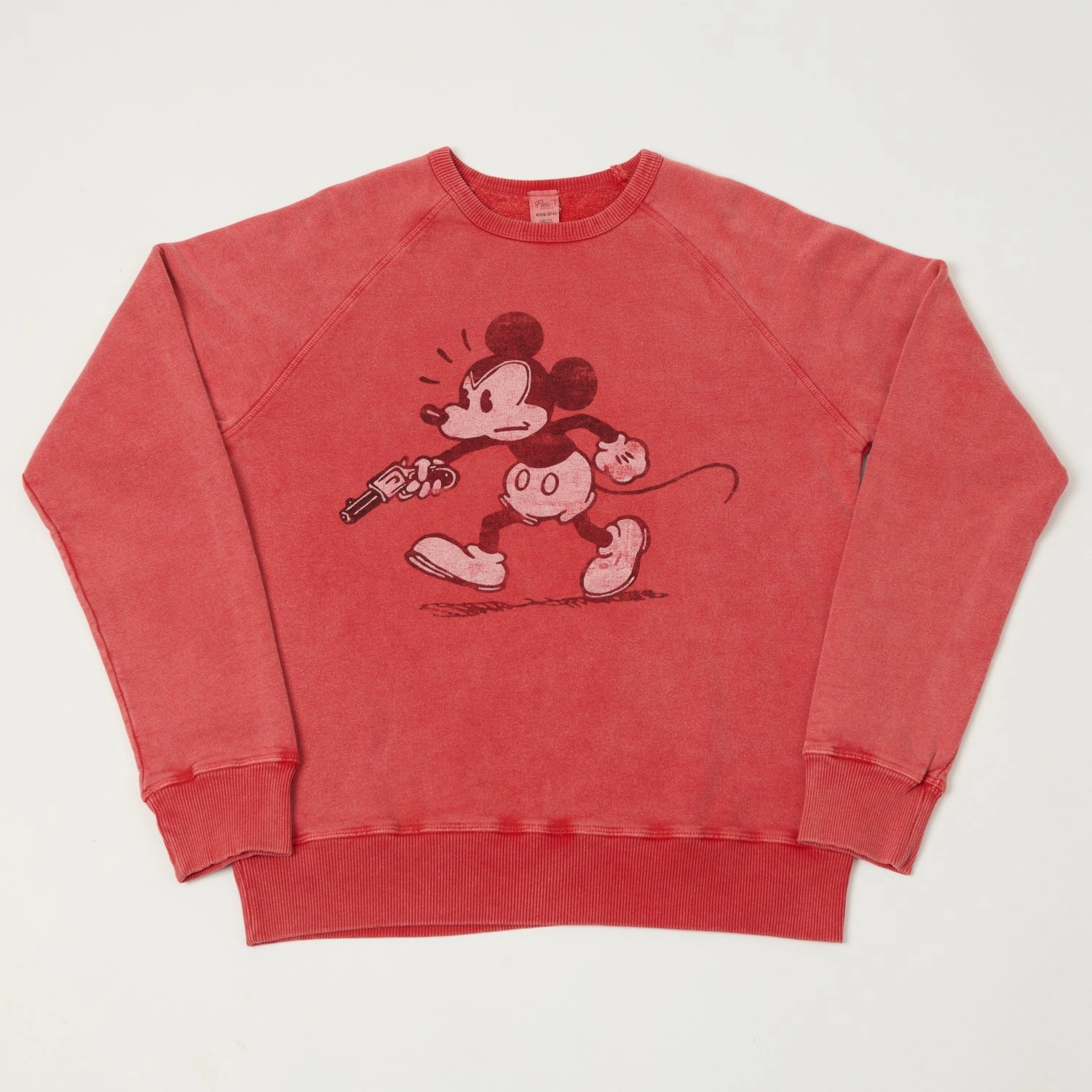 Beach Cover product eco friendly conscience Flea-T 1950s Raglan Sleeve 'Rebel Mickey' Sweatshirt - Red