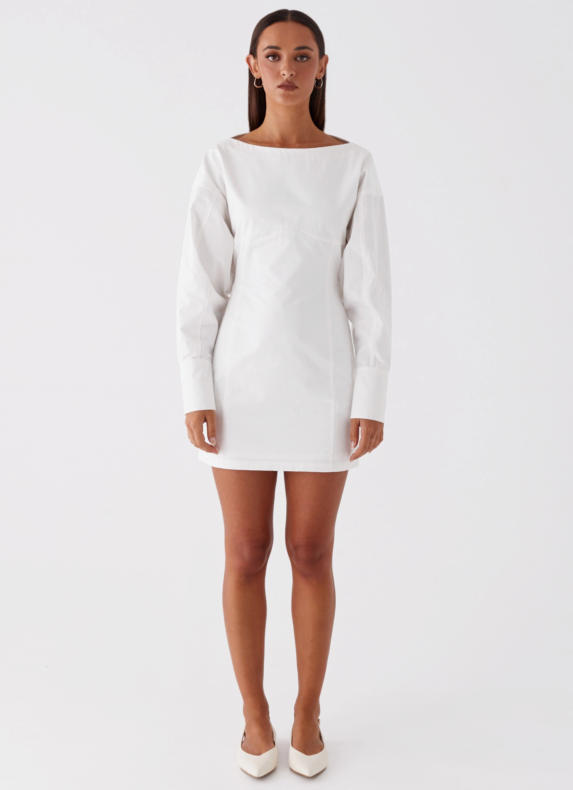 Dynasty Shirt Mini Dress - White Daily Go Smooth Detail