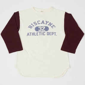 Thermal Regulating Layer Warehouse & Co 4800 'Biscayne' Baseball T-Shirt - Cream/Bordeaux