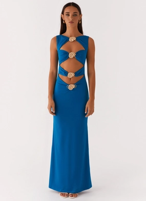Lagoon Cut Out Maxi Dress - Royal Blue Cut-Out-Detail