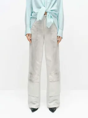 Contemporary Vibe Trendy Sunny Vibes Sprayed Detail Cargo Jeans