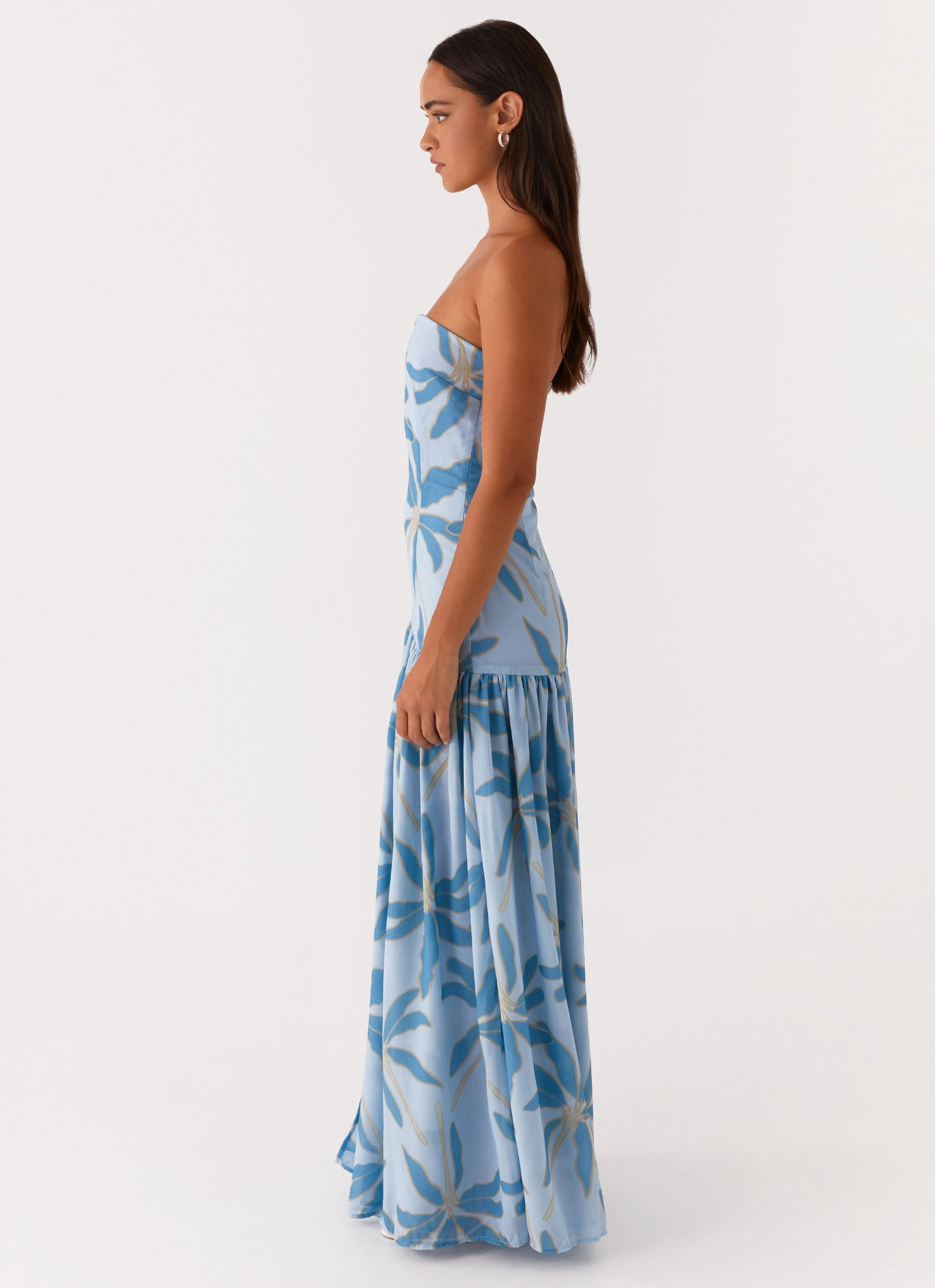Eden Strapless Maxi Dress - Opulent Blue Night Vibes Waist Seam