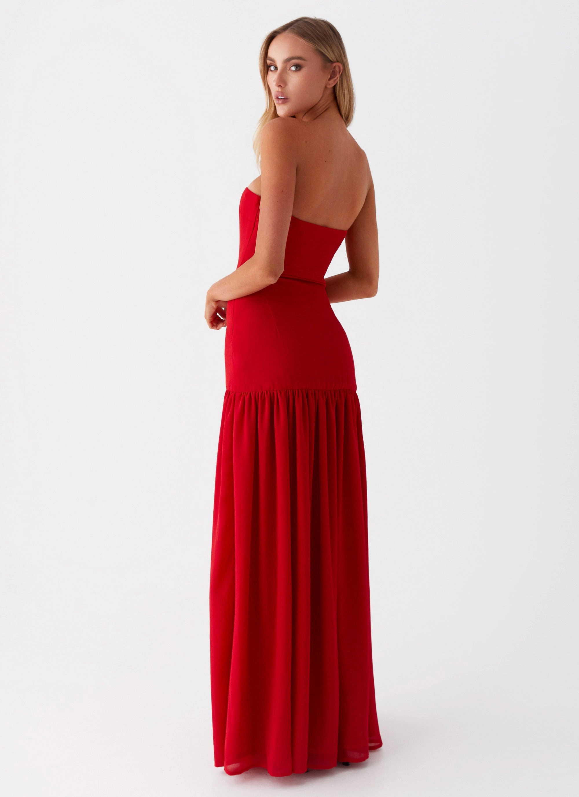 Eden Strapless Maxi Dress - Red Flattering and Effortless