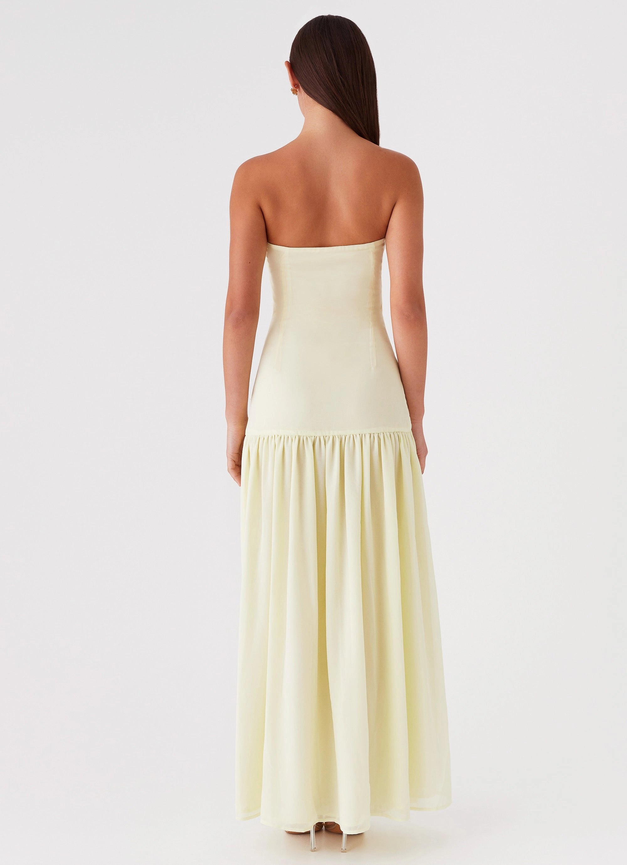 Compact Fit Eden Strapless Maxi Dress - Yellow