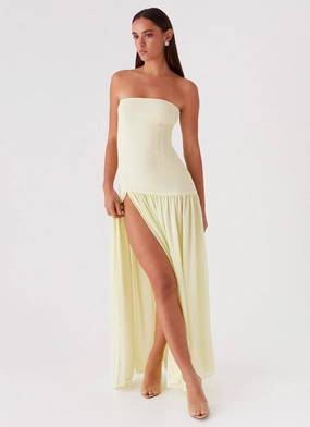 Eden Strapless Maxi Dress - Yellow Weekend Favorite
