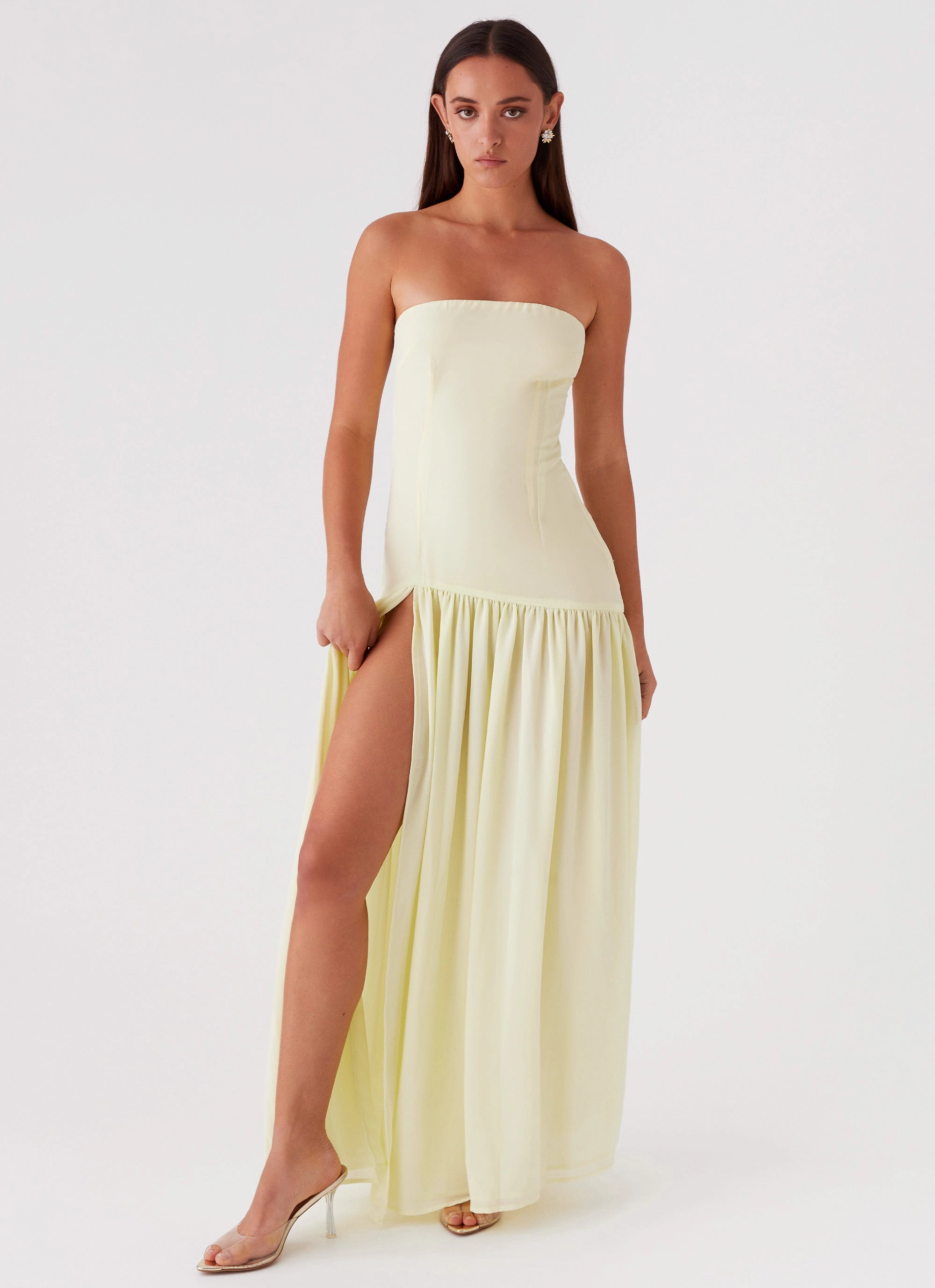 Breathable Layering Ombre-Effect Eden Strapless Maxi Dress - Yellow
