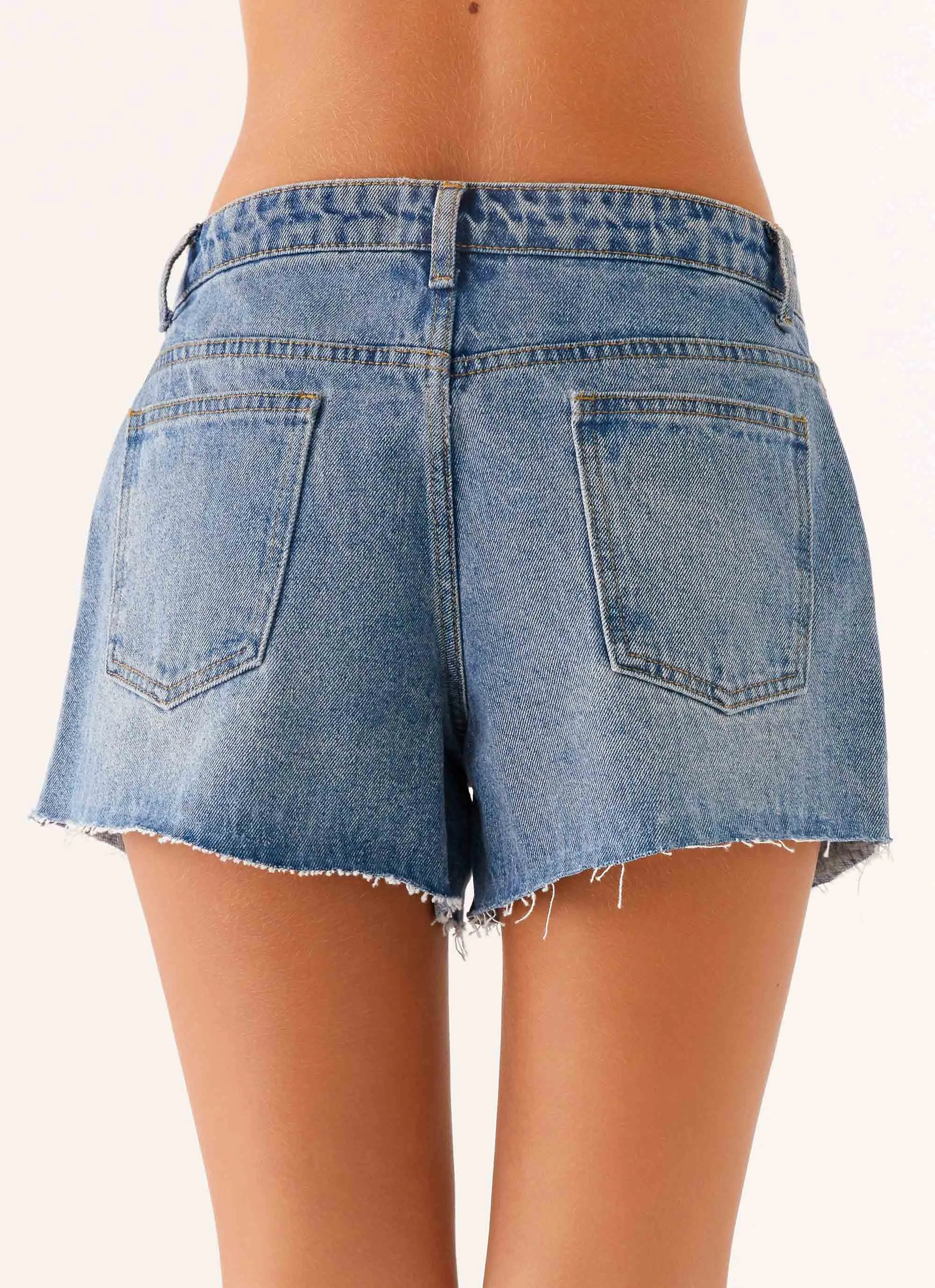 Davie Low Rise Denim Shorts - Blue City Walk Bold Look Eco Friendly Date Night