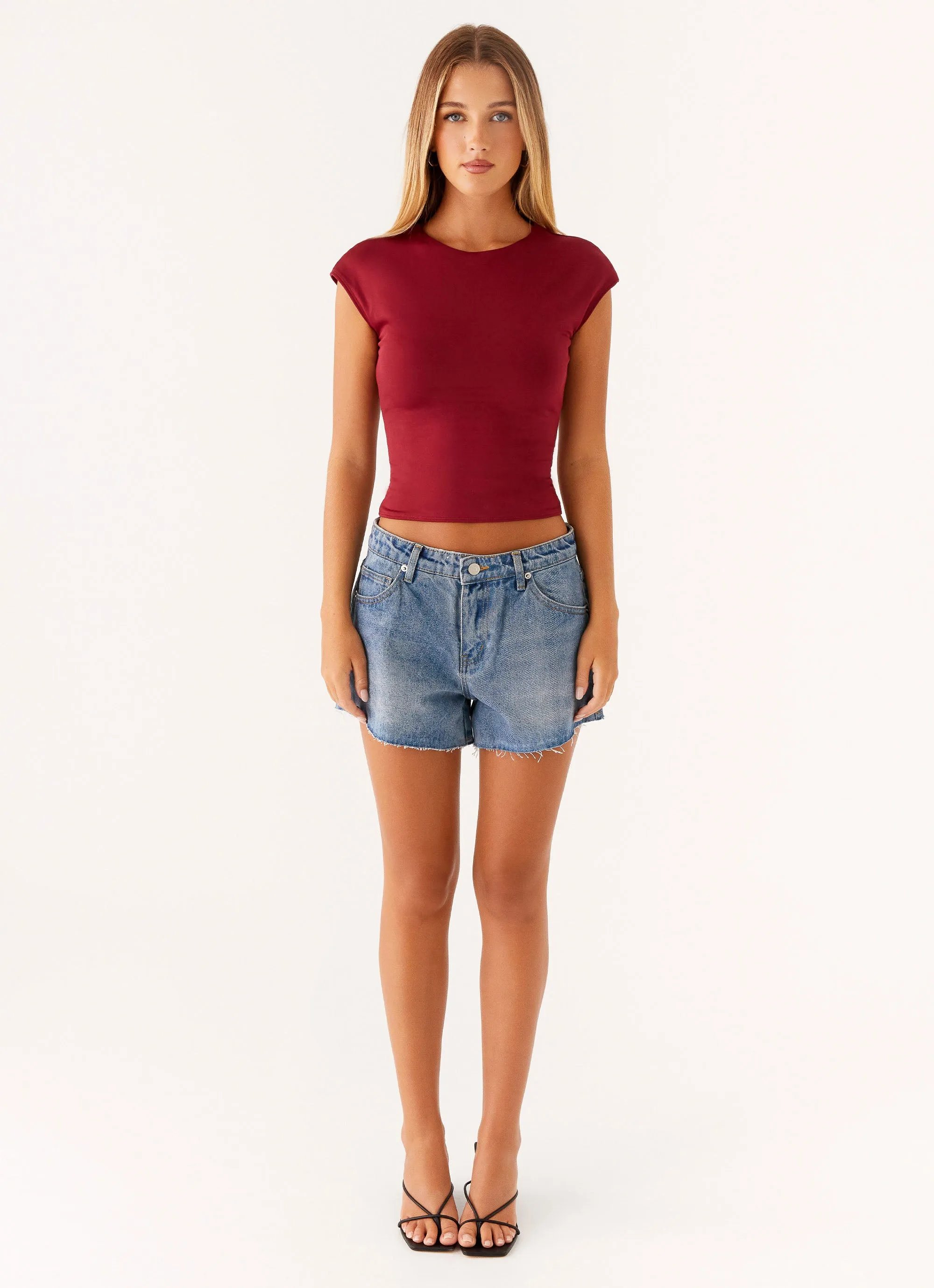 Davie Low Rise Denim Shorts - Blue Street Fashion Affordable Breathable Minimalist