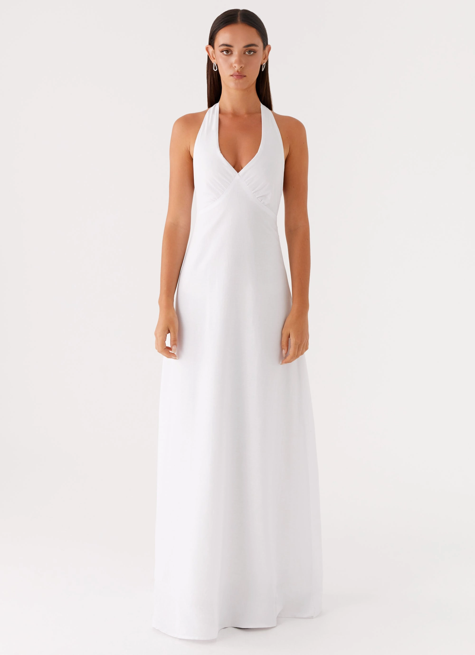 Heavy Hearted Linen Maxi Dress - White Night Ready