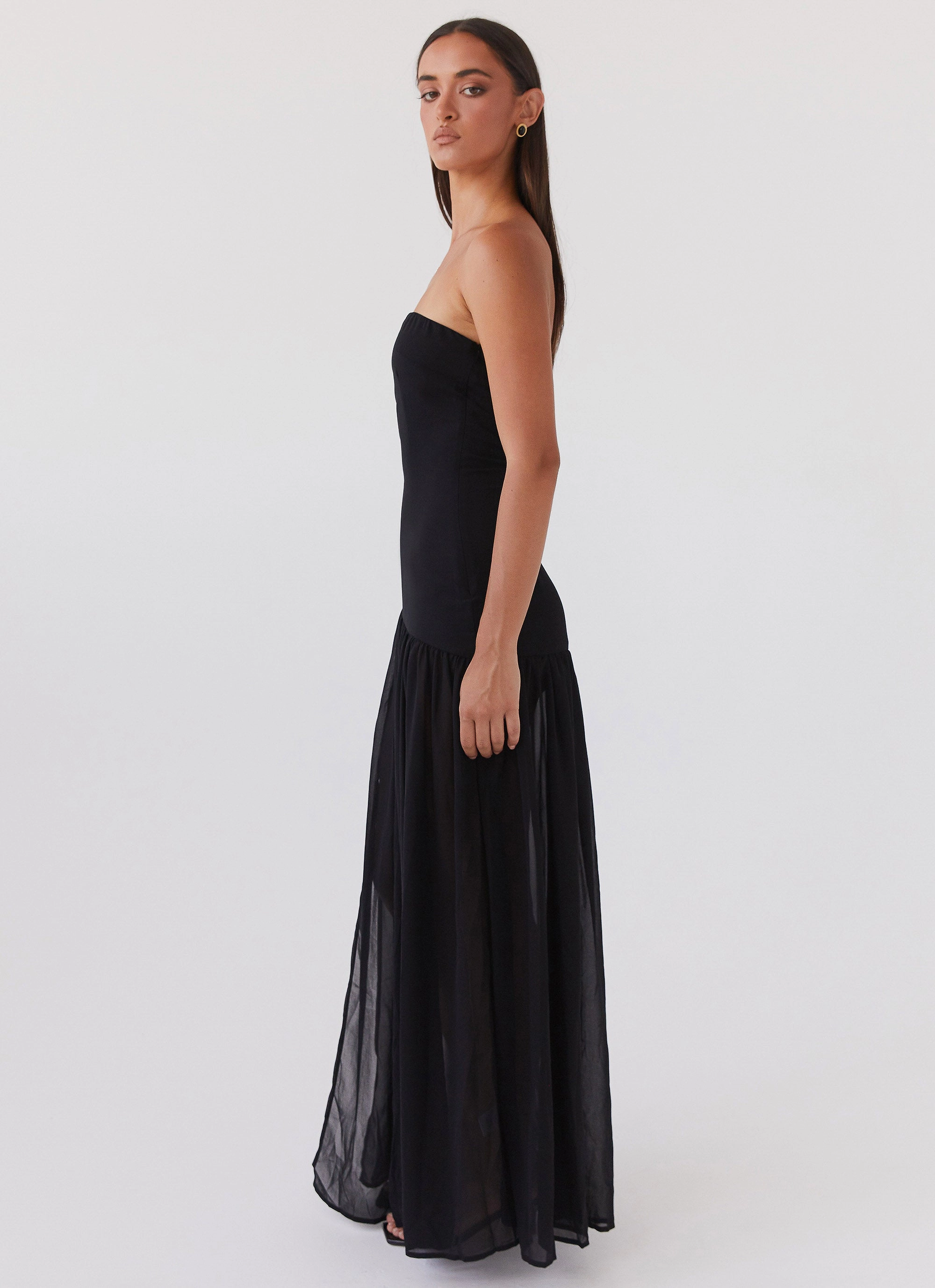 Eden Strapless Maxi Dress - Black Semi Formal