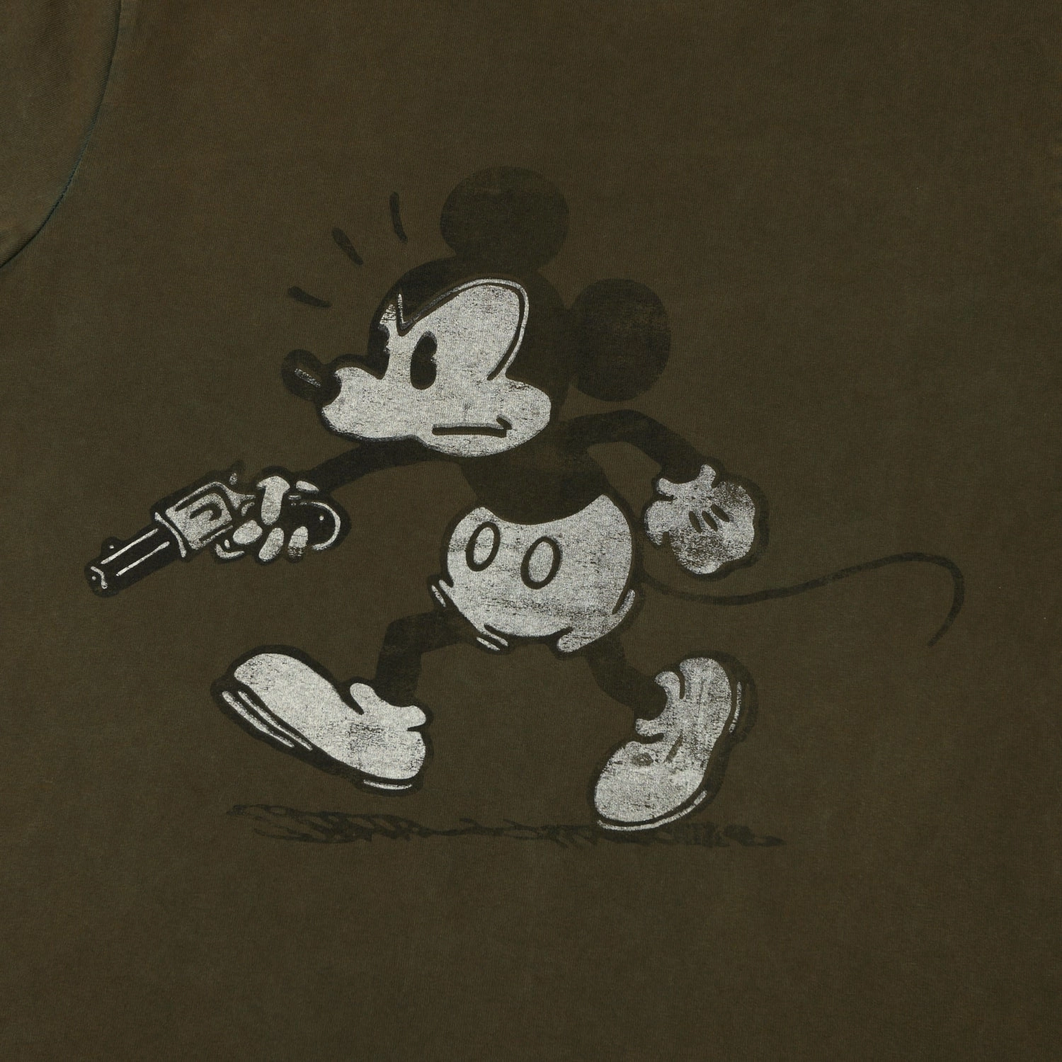 Flea-T 1950s 'Rebel Mickey' T-Shirt - Brown Casual Look Breathable Stretch