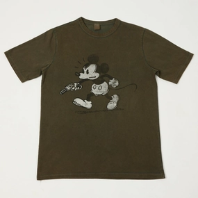 Layering Fashion Cozy Fit Wear Flea-T 1950s 'Rebel Mickey' T-Shirt - Brown