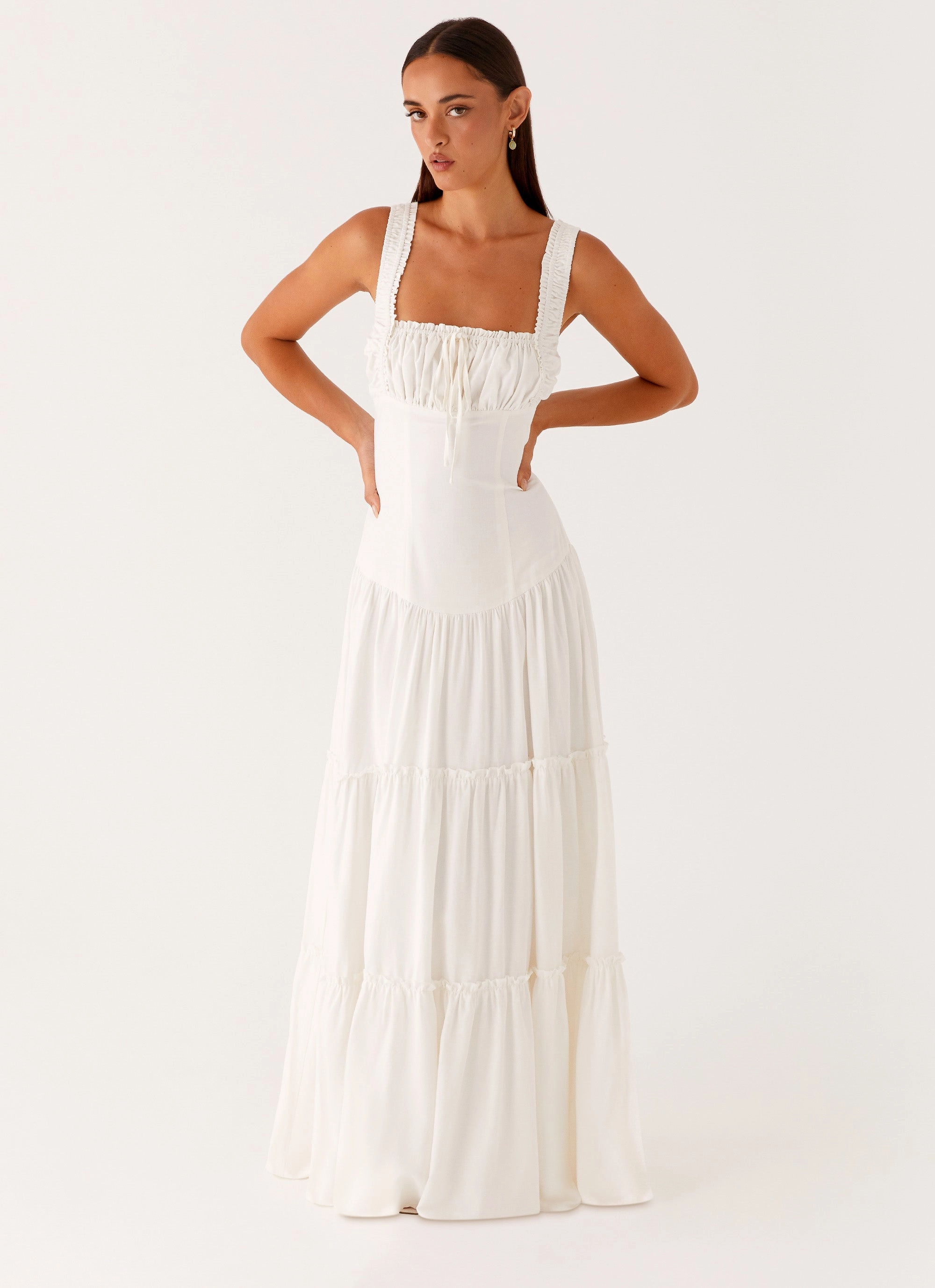 Softly Structured Comfortable texture Esme Maxi Dress - White