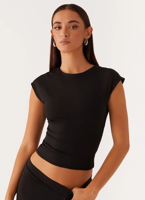 Subtle Drape Pocket-Detail Shes A Lady Top - Black