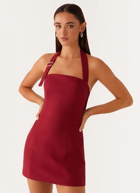 Bianca Halter Dress - Red Grace Color Polite Tone