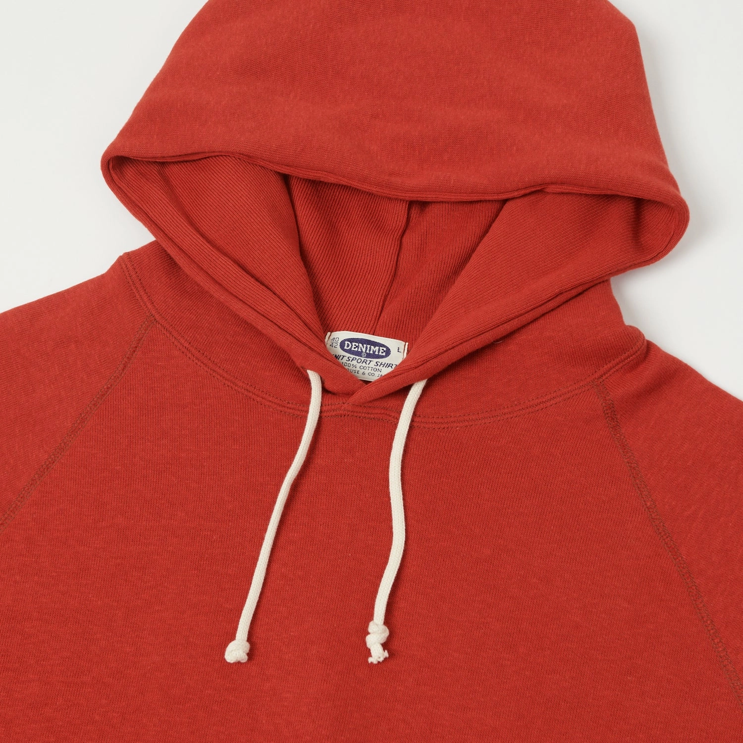 Fashionable Look jersey Denime Lot. 262 4-Needle Hooded Sweatshirt - Red
