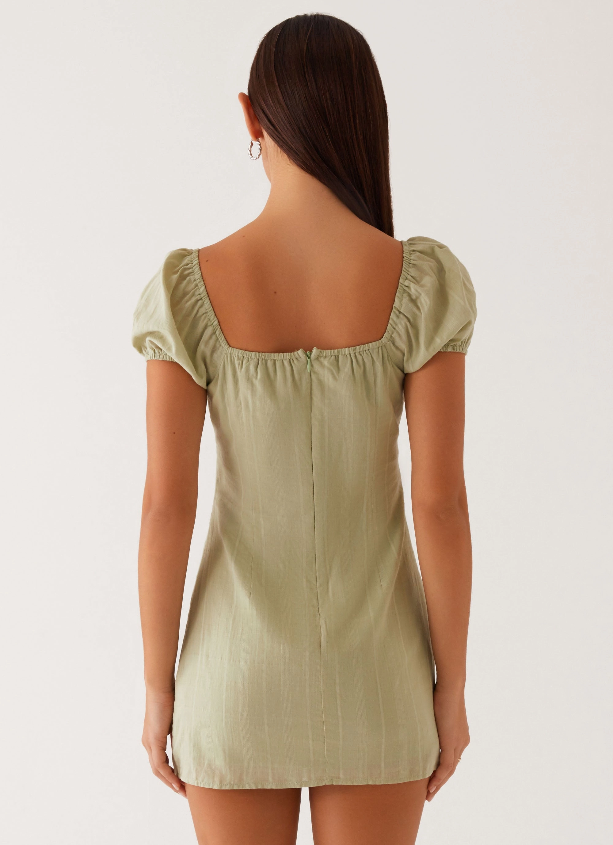 Calm Style Layered Form Fran Mini Dress - Pastel Green