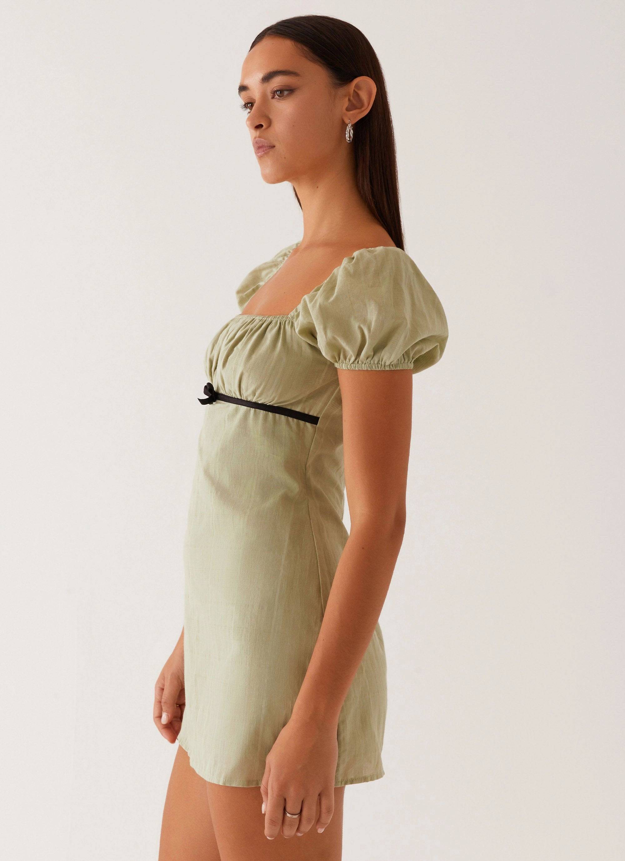 Fran Mini Dress - Pastel Green Refined Simplicity