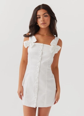 Brielle Bow Satin Mini Dress - White Comfortable and Chic