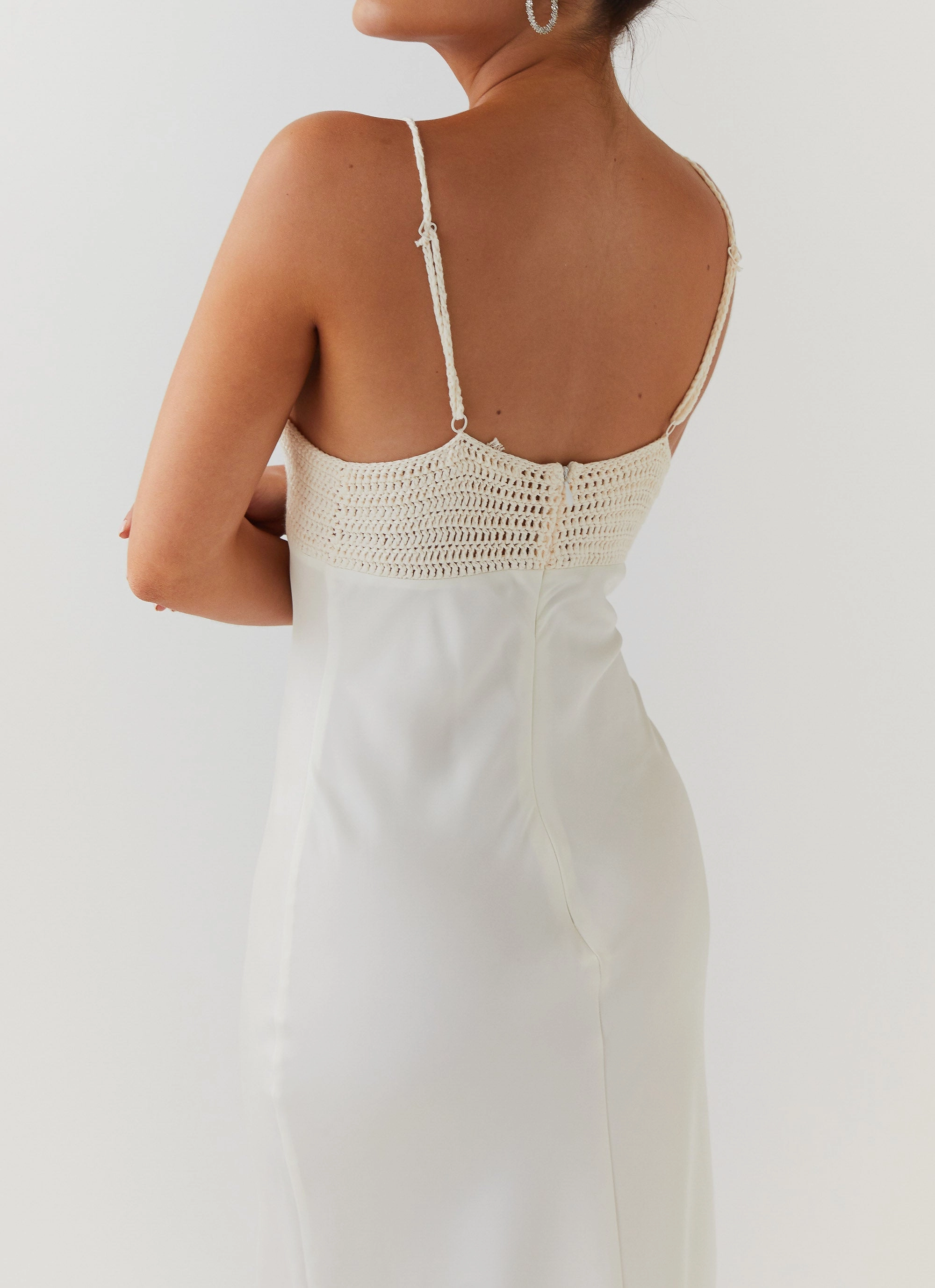 Perfect World Satin Maxi Dress - Pearl Dove Slim Form