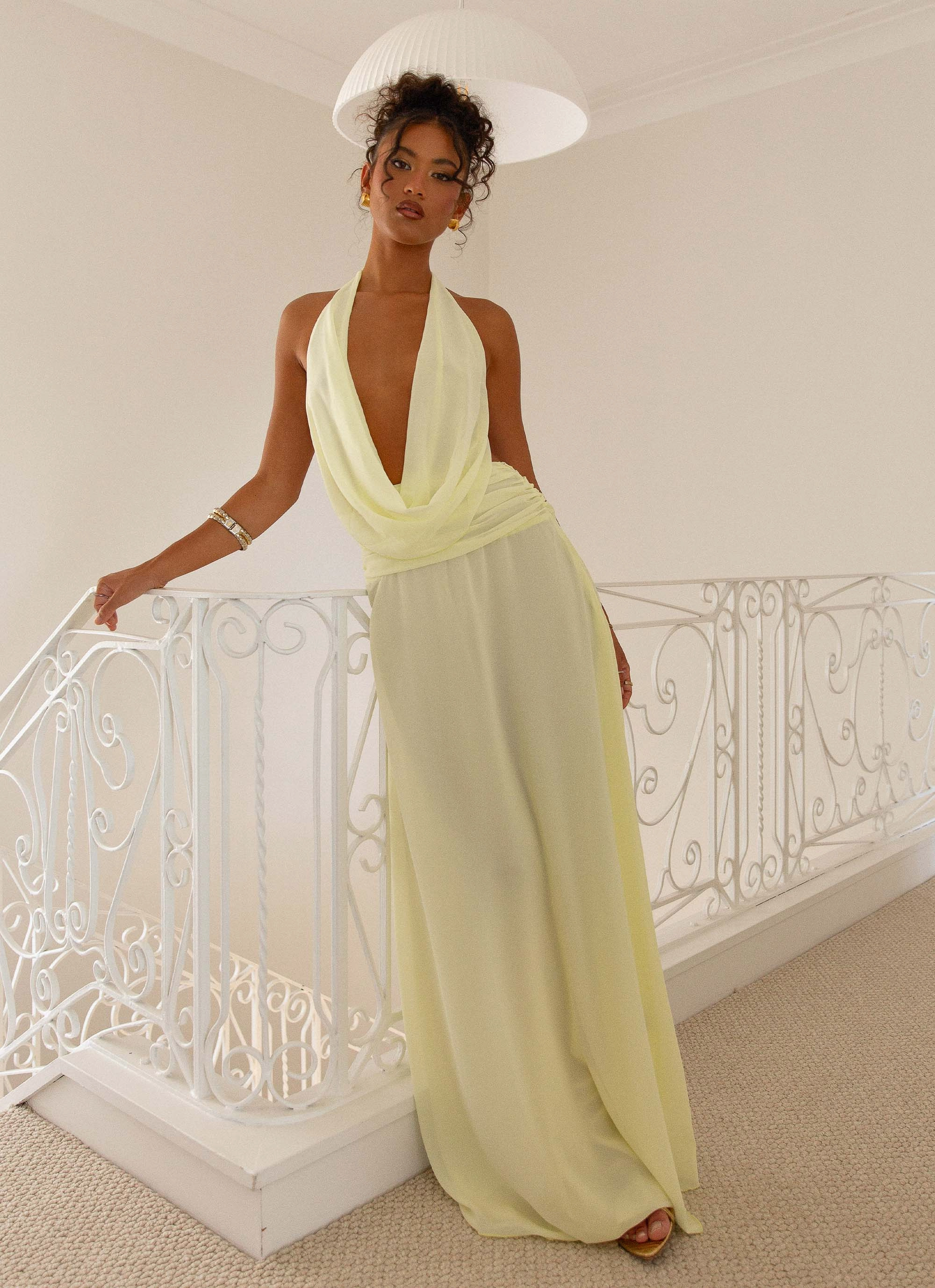 Elysia Chiffon Maxi Dress - Lemon Effortless Comfort Smart Pairing
