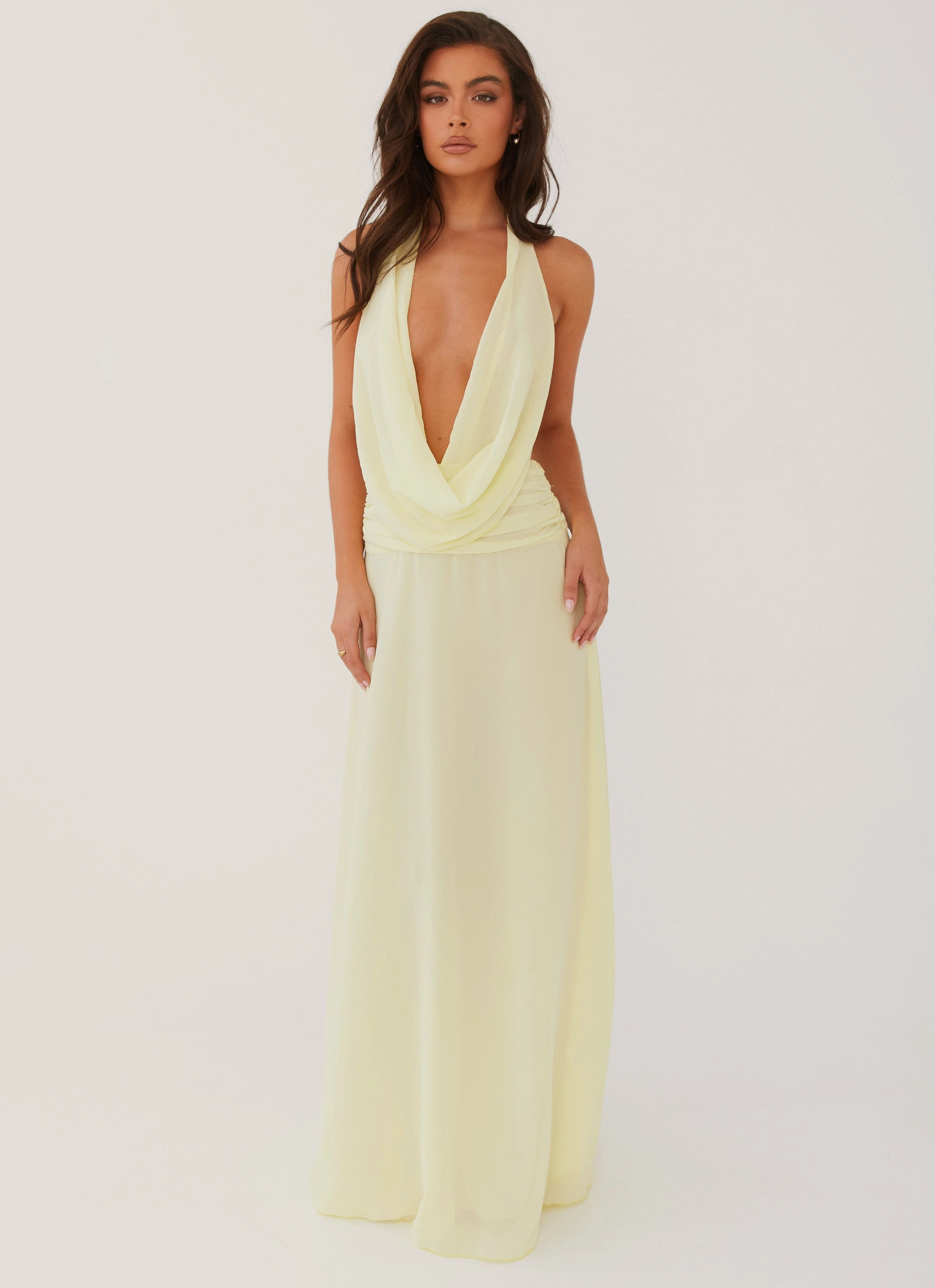Elysia Chiffon Maxi Dress - Lemon Feminine Touch Romantic Mood