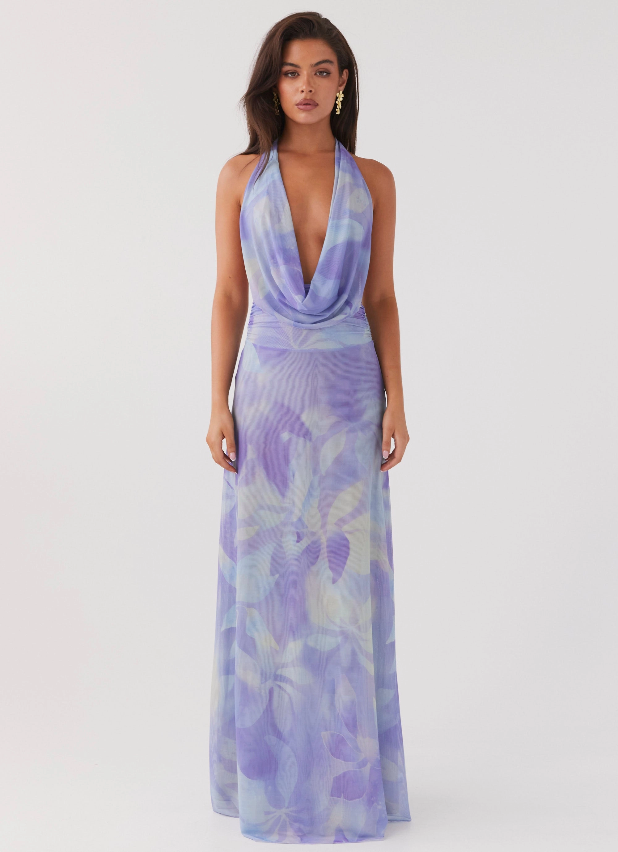 Elysia Mesh Maxi Dress - Purple Rain Polished and Elegant Trendy Silhouette