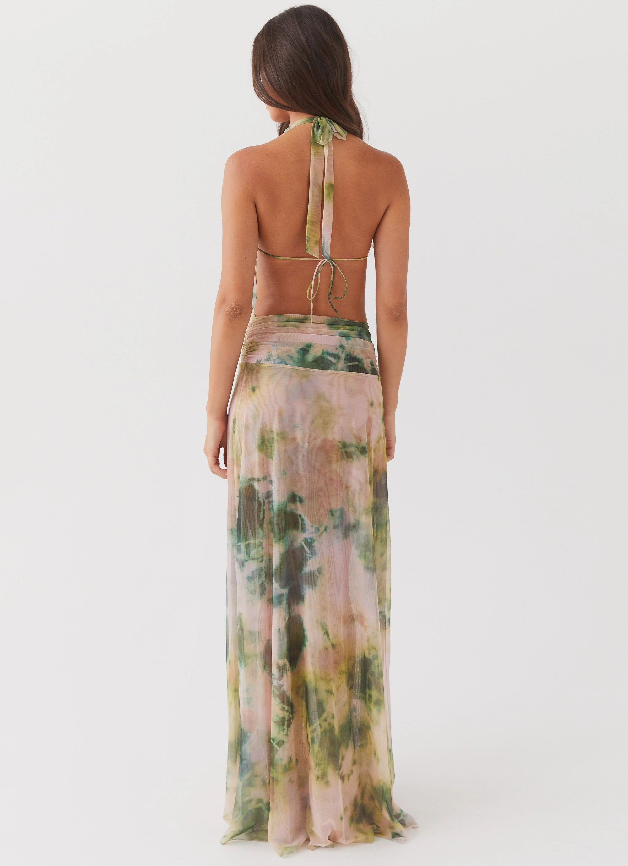 Fitted waist Essential Piece Elysia Mesh Maxi Dress - Rainforest